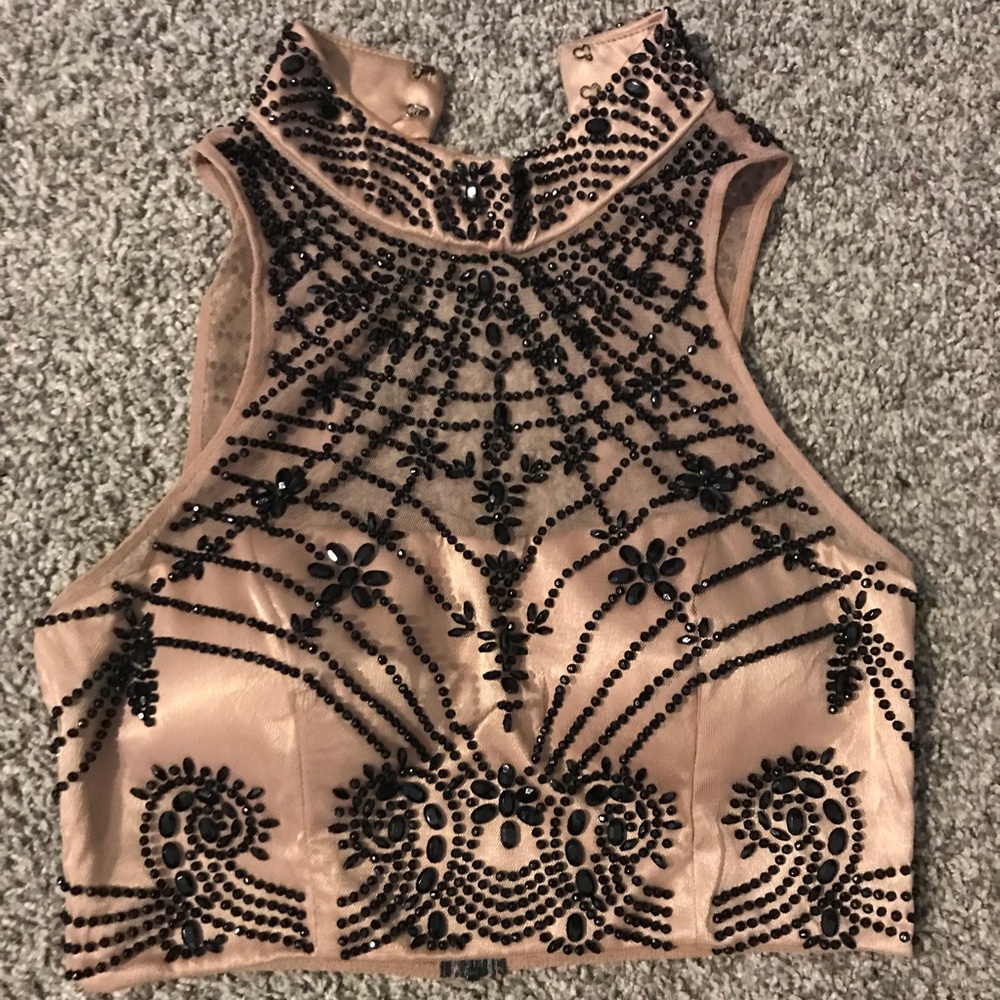 Formal Beaded crop top mesh